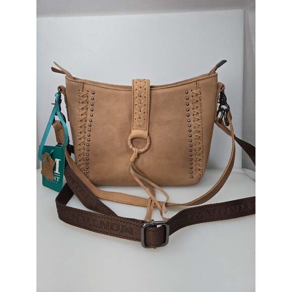 NEW-MWL-G001 Montana West Leather Concealed Carry Hobo/Crossbody Tan 2 Straps - Picture 1 of 12